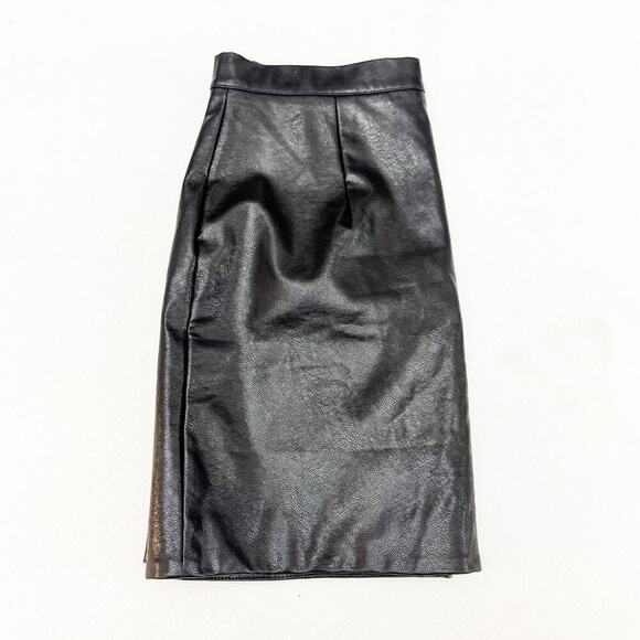 Hello Molly Faux Leather Mini Skirt Front Slit Size 6 - Picture 6 of 6